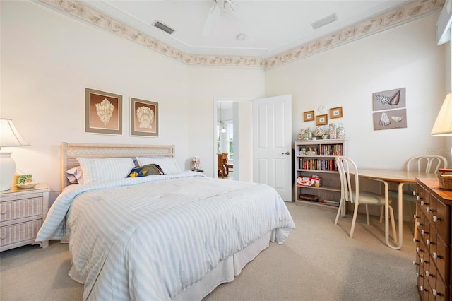 bedroom featuring carpet flooring and visible vents