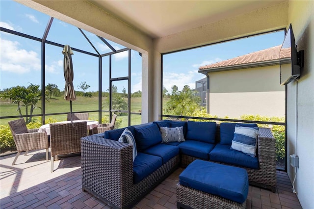 24153 Spartina Dr, Venice, FL 34293 - view of patio / terrace with a lanai and outdoor lounge area