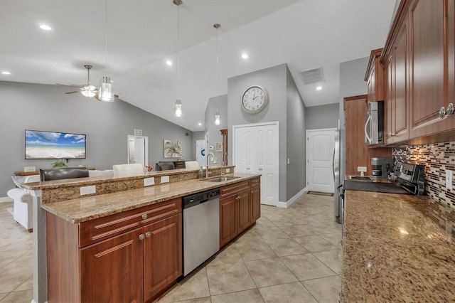 194 Sportsman Rd, Rotonda West, FL 33947 - kitchen featuring visible vents, light tile patterned floors, stainless steel appliances, and a sink