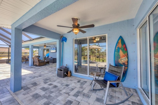 194 Sportsman Rd, Rotonda West, FL 33947 - view of patio with an outdoor living space and ceiling fan