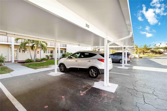 view of covered parking lot