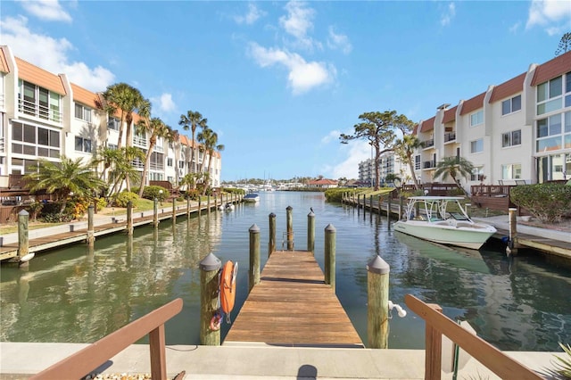 dock area featuring a water view