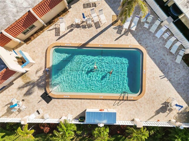 pool with a patio