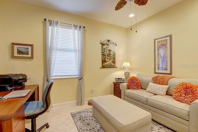 2542 Cortenova Ct, Venice, FL 34292 - office space with light tile patterned floors, ceiling fan, and baseboards