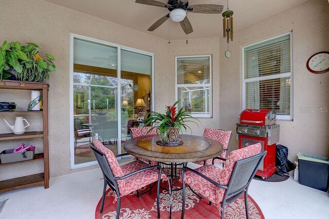 2542 Cortenova Ct, Venice, FL 34292 - view of patio / terrace featuring a grill and a ceiling fan