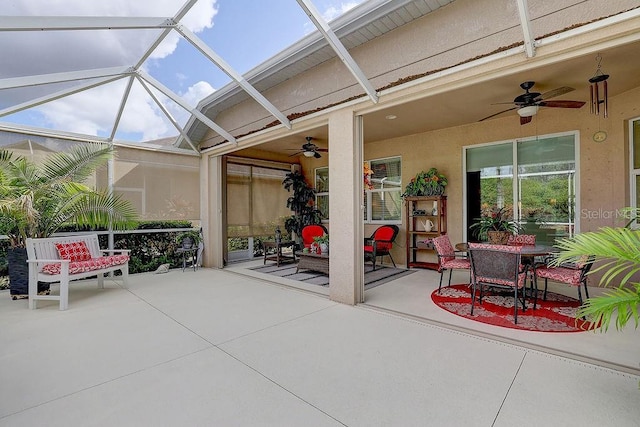 2542 Cortenova Ct, Venice, FL 34292 - view of patio with a ceiling fan and glass enclosure