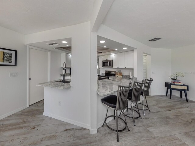 1232 Pine Needle Rd, Venice, FL 34285 - kitchen featuring stainless steel appliances, visible vents, a sink, and light stone counters