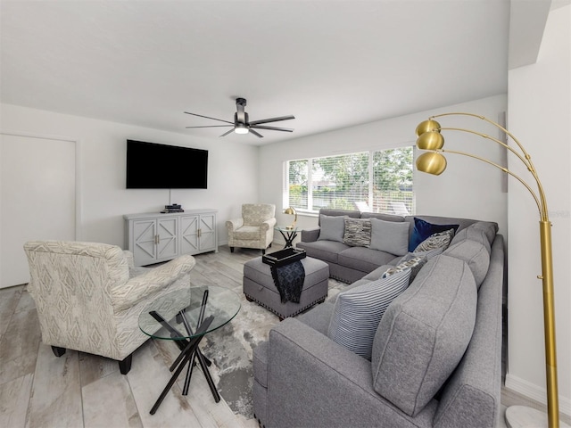 1232 Pine Needle Rd, Venice, FL 34285 - living room featuring light wood-style floors and a ceiling fan