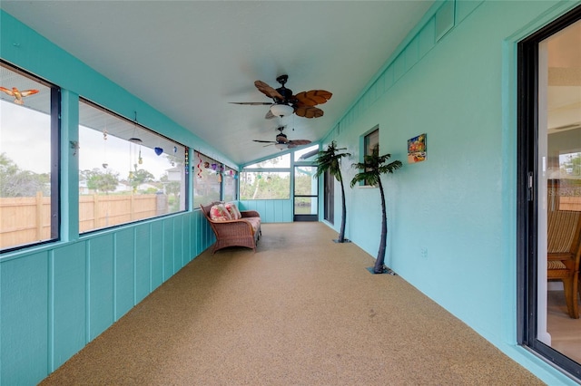 990 Sea Fox Rd, Venice, FL 34293 - unfurnished sunroom with a ceiling fan