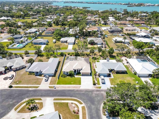 201 Bayside Ct, Nokomis, FL 34275 - drone / aerial view with a water view and a residential view