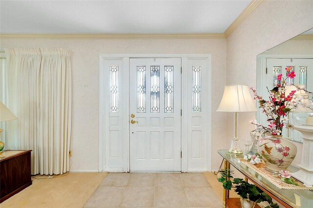 810 Anchorage Ln, Palm Harbor, FL 34685 - foyer featuring crown molding, baseboards, and tile patterned flooring