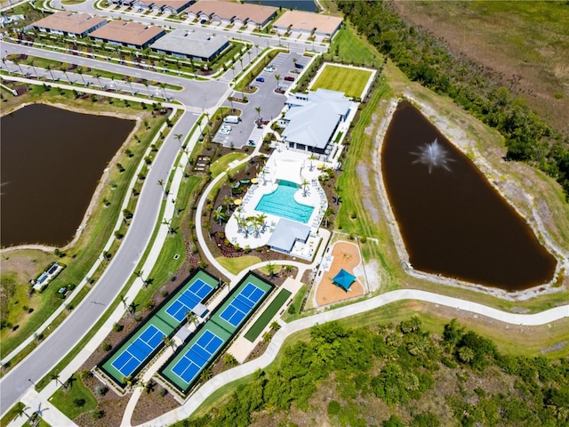 12418 Asana Ct, Venice, FL 34293 - bird's eye view of a nearby body of water and a pool area