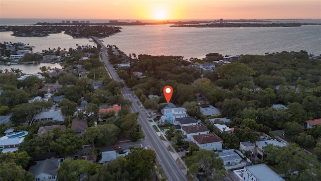 1629 Siesta Dr, Sarasota, FL 34239 - bird's eye view with a water view and a residential view
