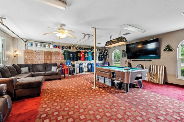 6824 283rd St E, Myakka City, FL 34251 - game room with pool table, carpet, and plenty of natural light