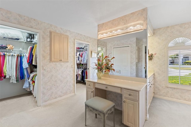 511 Governors Green Dr, Venice, FL 34293 - interior space with baseboards, wallpapered walls, and light carpet