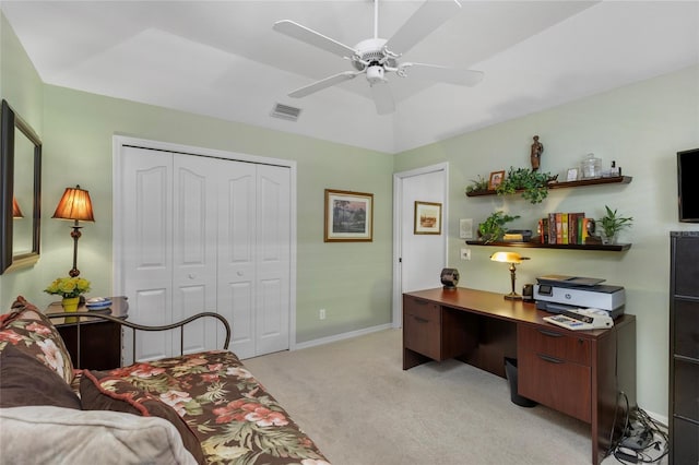 511 Governors Green Dr, Venice, FL 34293 - office space featuring ceiling fan, visible vents, baseboards, and light carpet