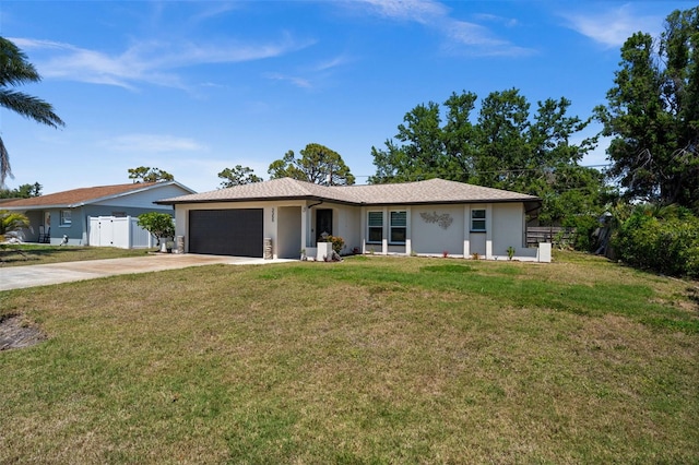 3355 Roslyn Rd, Venice, FL 34293 - ranch-style house featuring stucco siding, an attached garage, driveway, and fence