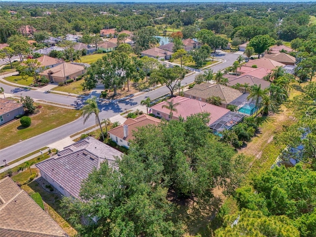 birds eye view of property with a residential view