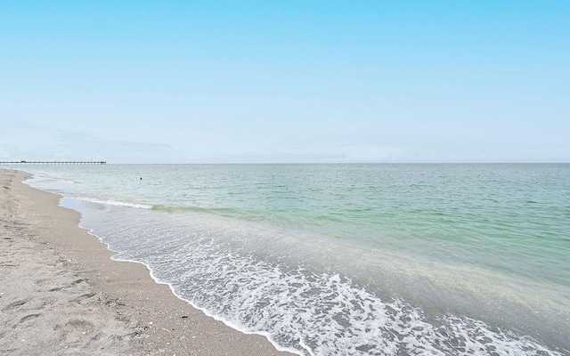 property view of water featuring a view of the beach