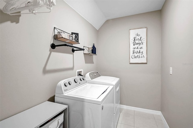 4523 Birdsong Dr, Palmetto, FL 34221 - laundry room with washer and dryer, baseboards, light tile patterned flooring, and laundry area