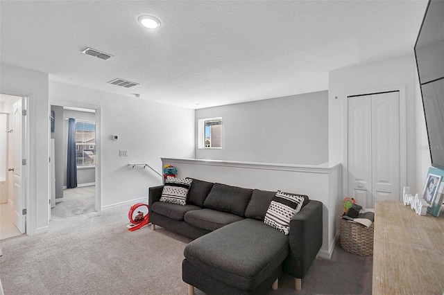 4523 Birdsong Dr, Palmetto, FL 34221 - carpeted living area featuring baseboards, visible vents, and plenty of natural light