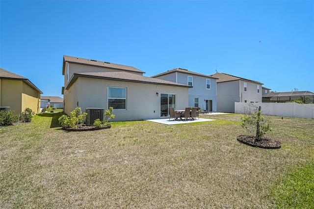 4523 Birdsong Dr, Palmetto, FL 34221 - back of property featuring fence, a patio area, and a lawn