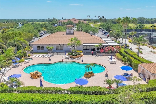 pool featuring a patio area