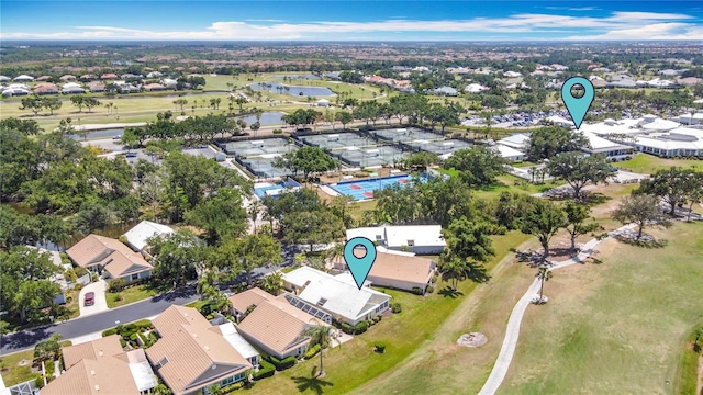 542 Clubside Cir Unit 20, Venice, FL 34293 - birds eye view of property featuring a residential view, a water view, and view of golf course