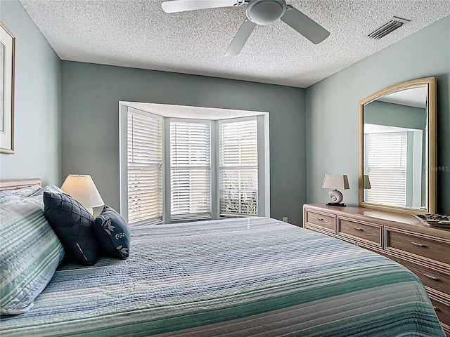 542 Clubside Cir Unit 20, Venice, FL 34293 - bedroom with a textured ceiling, visible vents, and multiple windows