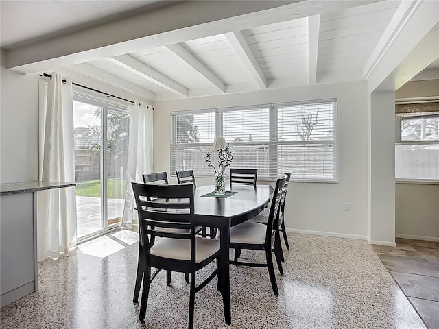 2108 Lee Ln, Sarasota, FL 34231 - dining area with beam ceiling and baseboards
