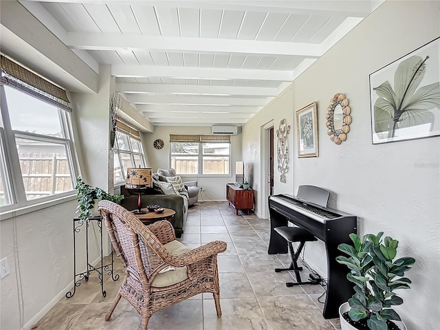 2108 Lee Ln, Sarasota, FL 34231 - sunroom / solarium with beam ceiling and a wall unit AC