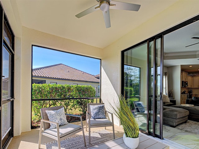 220 Sarezzo Cir, Nokomis, FL 34275 - sunroom featuring a ceiling fan