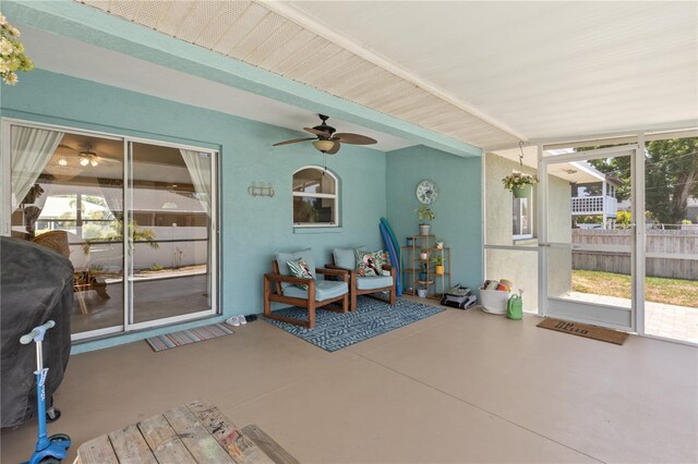 5264 Albion Rd, Venice, FL 34293 - sunroom with a ceiling fan