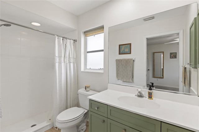 5264 Albion Rd, Venice, FL 34293 - bathroom with visible vents, vanity, toilet, and a shower stall