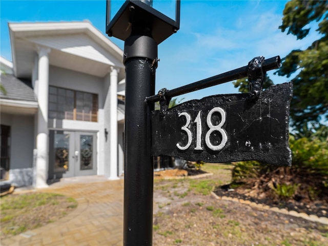 exterior details featuring french doors