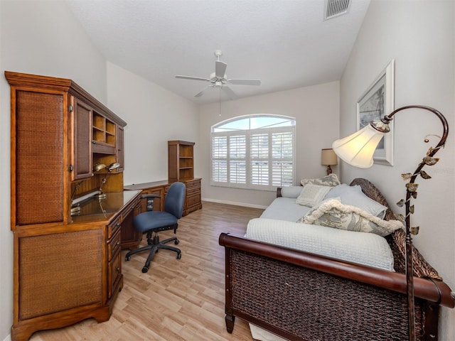 2022 Calusa Lakes Blvd, Nokomis, FL 34275 - office area featuring baseboards, visible vents, ceiling fan, and light wood-type flooring