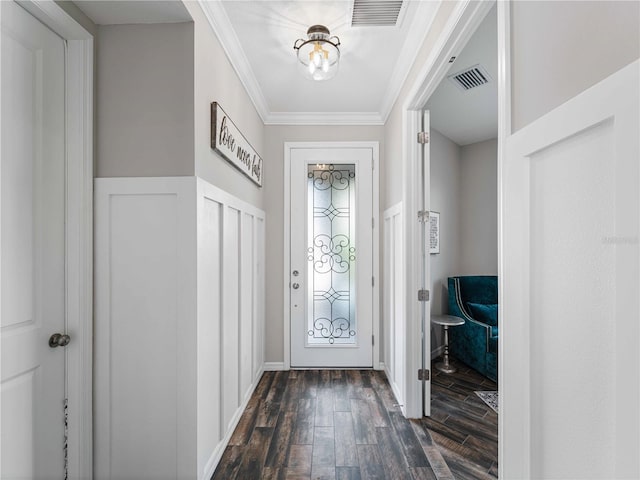 8304 Shooting Star Rd, Sarasota, FL 34241 - foyer with dark wood-style floors and crown molding