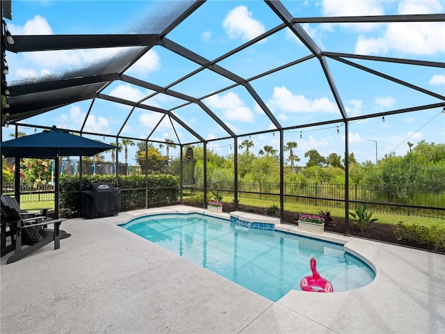 8304 Shooting Star Rd, Sarasota, FL 34241 - view of pool featuring a patio area, fence, and glass enclosure