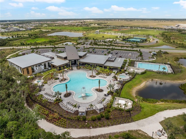8304 Shooting Star Rd, Sarasota, FL 34241 - aerial view of a pool area and a nearby body of water