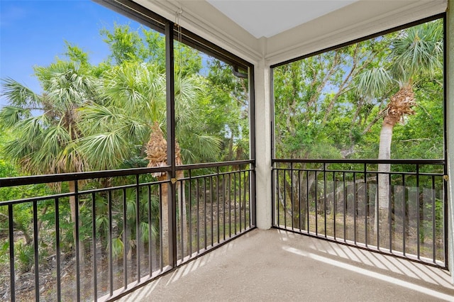 view of unfurnished sunroom