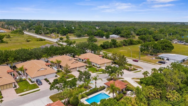 birds eye view of property with a residential view