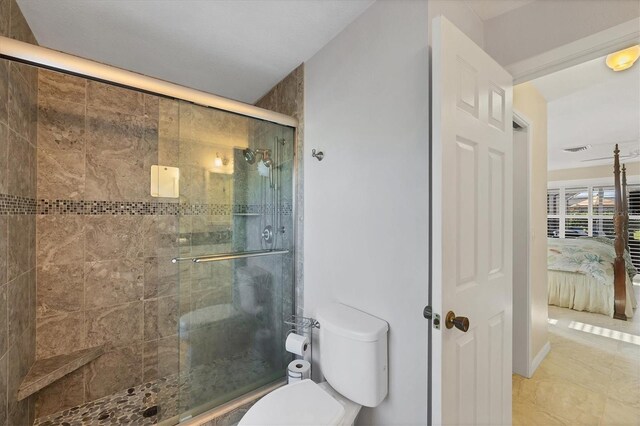 316 Signorelli Dr, Nokomis, FL 34275 - full bath featuring toilet, visible vents, ensuite bathroom, and a stall shower