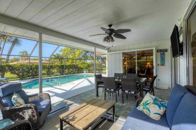 316 Signorelli Dr, Nokomis, FL 34275 - exterior space featuring a ceiling fan, outdoor dining space, and an outdoor living space