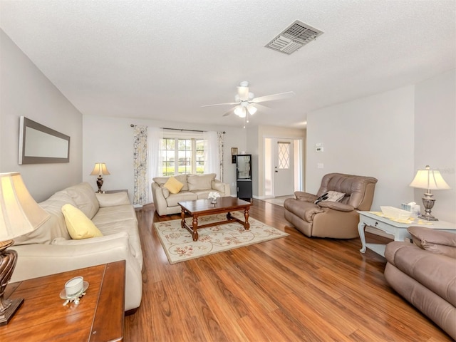 455 Rubens Dr E, Nokomis, FL 34275 - living area with wood finished floors and ceiling fan