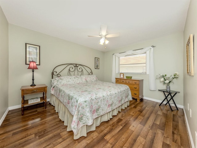 455 Rubens Dr E, Nokomis, FL 34275 - bedroom featuring wood finished floors, baseboards, and ceiling fan