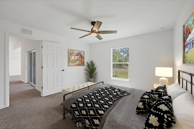 2032 Jagust Rd, North Port, FL 34288 - bedroom with visible vents, a ceiling fan, baseboards, and carpet floors