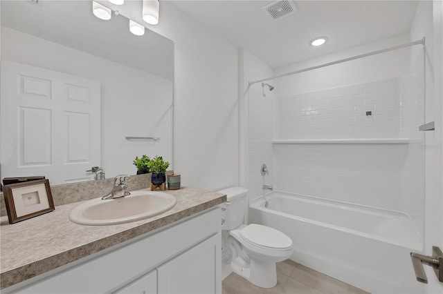 2032 Jagust Rd, North Port, FL 34288 - bathroom with visible vents, tile patterned flooring, shower / washtub combination, vanity, and toilet