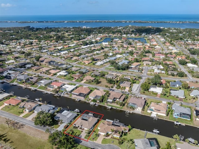 314 Oakwood Cir, Englewood, FL 34223 - aerial view with a water view and a residential view