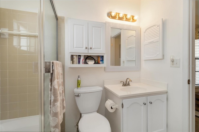 5559 Brassy Loop, North Port, FL 34287 - bathroom with a shower with shower door, vanity, and toilet