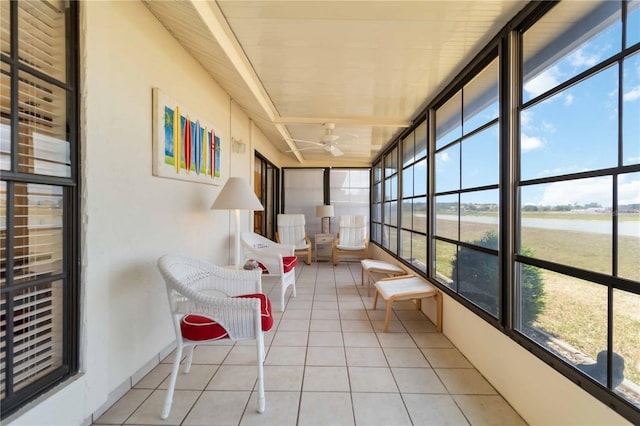 5559 Brassy Loop, North Port, FL 34287 - sunroom / solarium with a water view and a ceiling fan